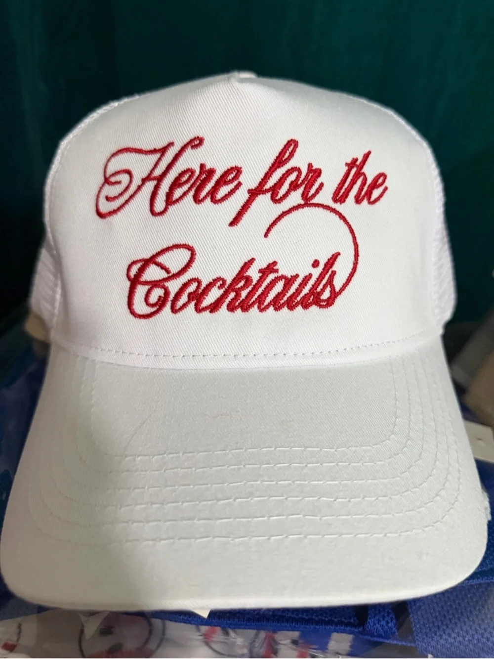 Here‎ for the cocktails hat , red and white , NWT